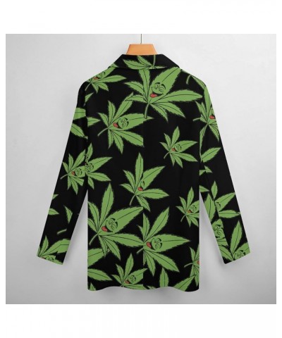 Pot Leaves Weed Womens Casual Jacket Long Sleeve Work Office Suit Jackets Outwear Tops Style $24.32 Blazers