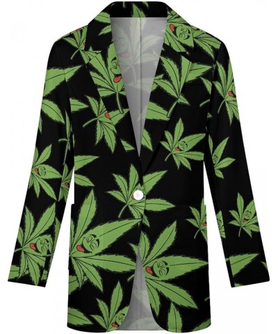 Pot Leaves Weed Womens Casual Jacket Long Sleeve Work Office Suit Jackets Outwear Tops Style $24.32 Blazers