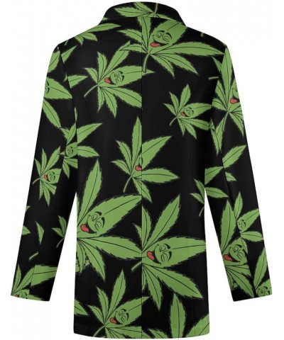 Pot Leaves Weed Womens Casual Jacket Long Sleeve Work Office Suit Jackets Outwear Tops Style $24.32 Blazers