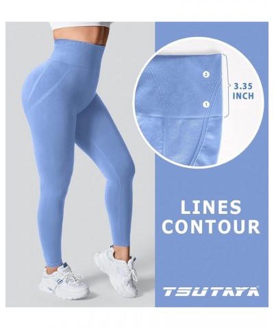 Seamless Workout Scrunch Leggings for Women Tummy Control Butt Lifting High Waisted Women's Gym Yoga Pants 1 Light Denim $13....