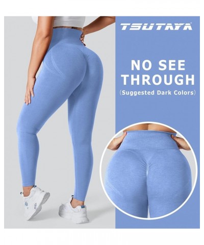 Seamless Workout Scrunch Leggings for Women Tummy Control Butt Lifting High Waisted Women's Gym Yoga Pants 1 Light Denim $13....