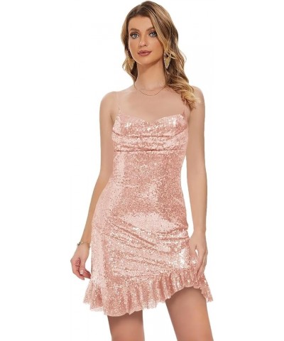 Sparkly Sequin Short Homecoming Dresses for Teens 2023 Tight Glitter Formal Prom Cocktail Party Gown for Women 01-blush Pink ...