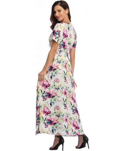 Women's Floral Maxi Dress Button Up Split Flowy Bohemian Party Beach Dresses Floral-13 $19.59 Dresses