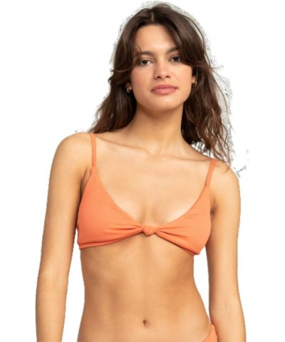 Women's Standard Ribbed Love The Surf Knotted Bikini Top Apricot Brandy 242 $26.46 Swimsuits