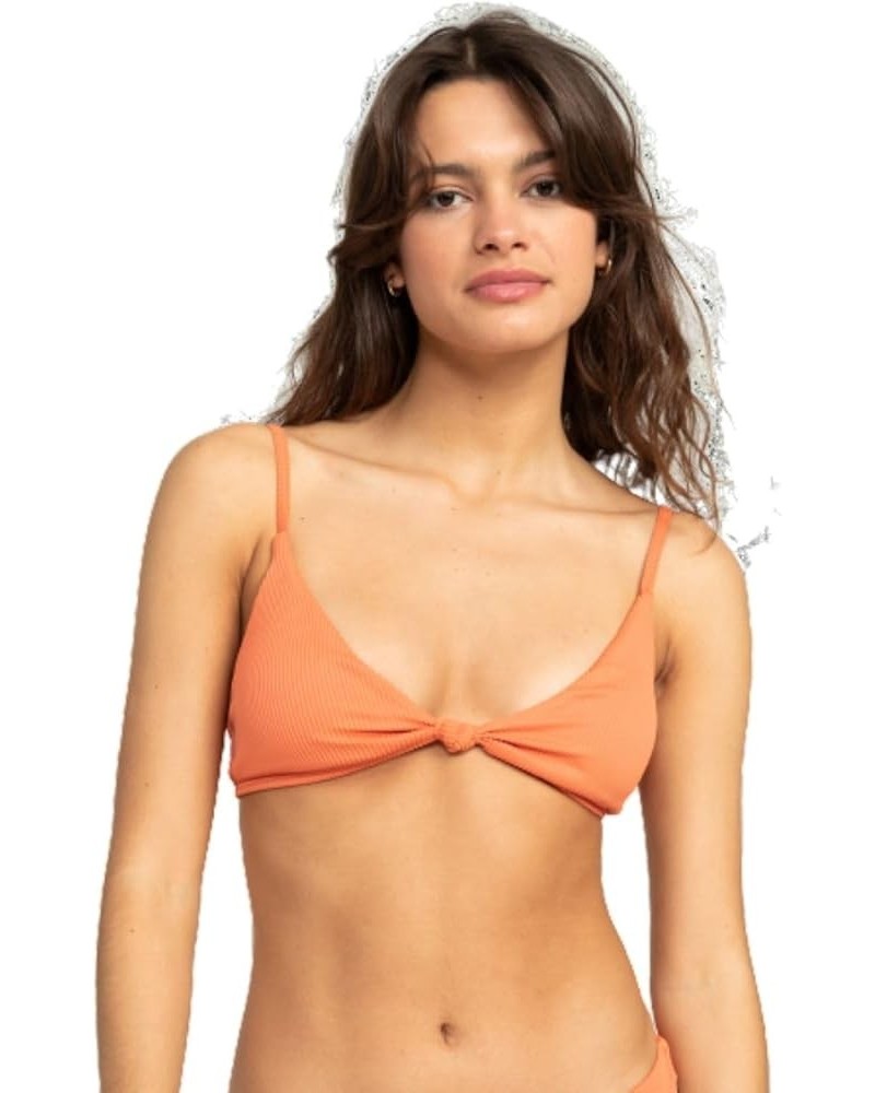 Women's Standard Ribbed Love The Surf Knotted Bikini Top Apricot Brandy 242 $26.46 Swimsuits