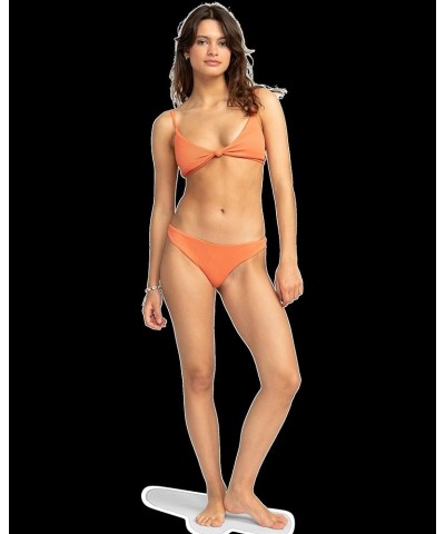 Women's Standard Ribbed Love The Surf Knotted Bikini Top Apricot Brandy 242 $26.46 Swimsuits