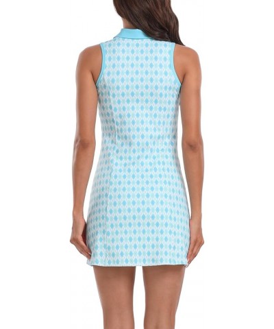 Women's Tennis Dress Sleeveless Athletic Zip Up Golf Dresses with Separate Shorts Argyle / Sporty Blue $20.01 Activewear