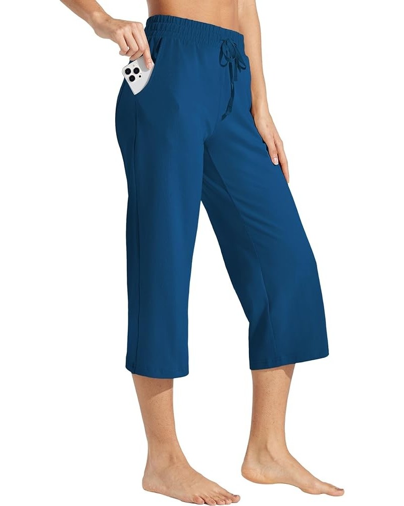 Women's Capris Pants Cotton Yoga Capri Casual Lounge Pants Wide Leg Workout Sweatpants with Pockets 20 Navy Blue $16.11 Activ...