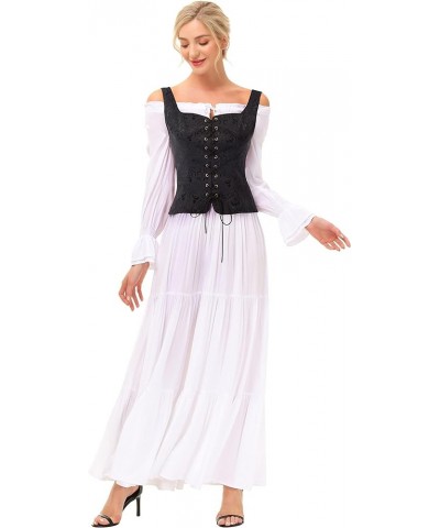 Women's Pirate Renaissance Vest Cosplay Costume Peasant Bodice Jacquard-black $14.35 Others