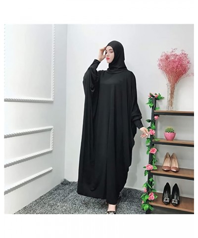 Womens Solid One-Piece Prayer Dress Muslim Abaya Dress Islamic Maxi Breathable Ramadan Dress Kaftan Hijab Black $28.07 Swimsuits