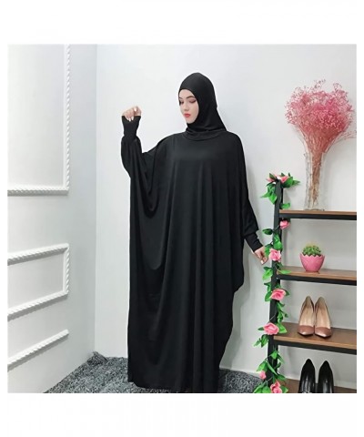 Womens Solid One-Piece Prayer Dress Muslim Abaya Dress Islamic Maxi Breathable Ramadan Dress Kaftan Hijab Black $28.07 Swimsuits