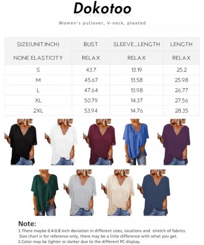 Womens Chiffon Blouses Casual Solid Bell Sleeve Shirt Loose V Neck Pleated Tunic Tops A3 Red $10.84 Blouses