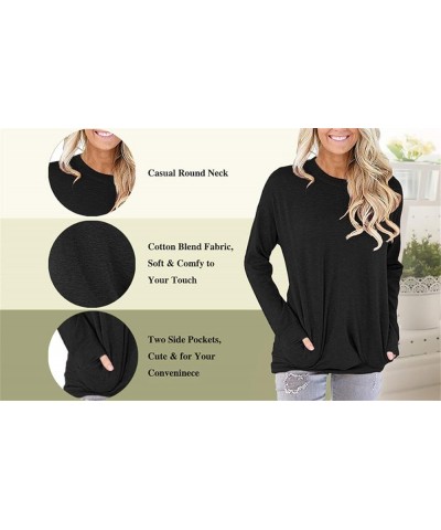 Womens Pocket Shirts Pullover Sweatshirt Loose Fit B Dark Gray $17.44 Hoodies & Sweatshirts