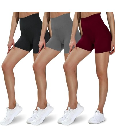 Biker Shorts for Women - 8" High Waisted Tummy Control Workout Womens Shorts for Gym Yoga 5 inch(No Pockets) Black/Dark Grey/...