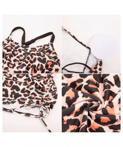 Plus Size 2 Pieces Athletic Tankini Swimsuits for Women Tummy Control Bathing Suit Swimwear with Shorts Leopard $25.19 Swimsuits