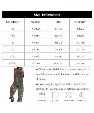 Linen Overalls for Women Plus Size Fit Casual Floral Printed Linen Jumpsuits High Waist Wide Adjustable Bib Overall 15dark Gr...