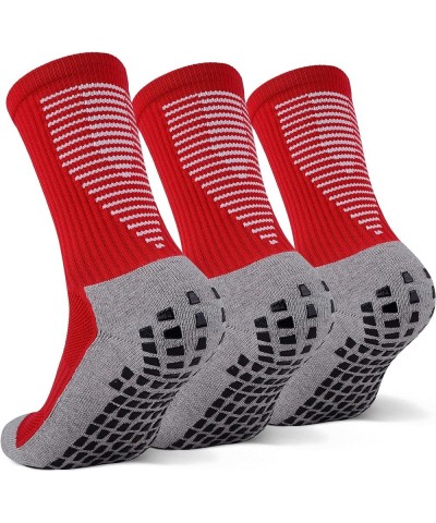 Anti Slip Non Slip,Non Skid Slipper Hospital,Sport,Athletic Socks with grips 3 Pairs Red $10.98 Activewear