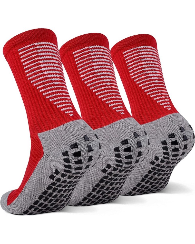 Anti Slip Non Slip,Non Skid Slipper Hospital,Sport,Athletic Socks with grips 3 Pairs Red $10.98 Activewear