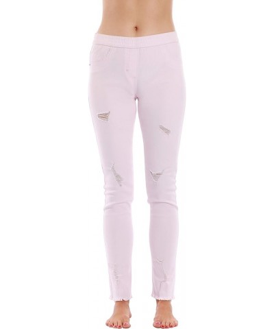 Solid Distress Jeggings for Women Pink $10.50 Leggings