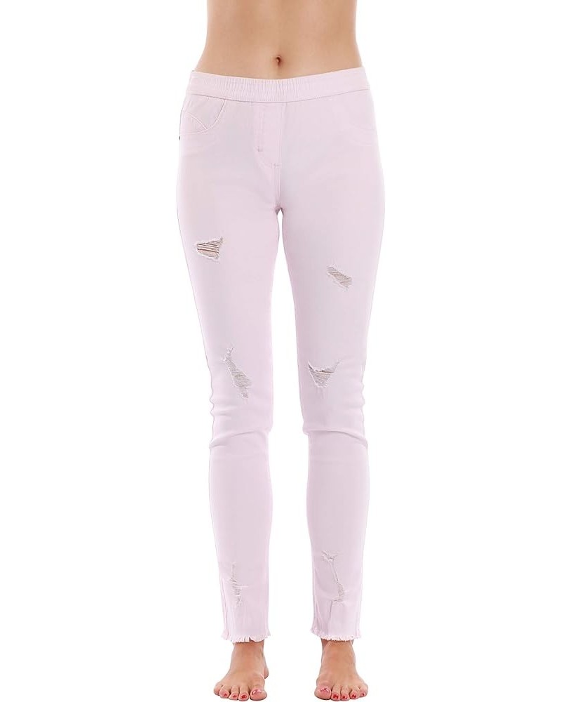 Solid Distress Jeggings for Women Pink $10.50 Leggings