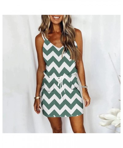 Spring Summer Dresses for Women 2023 Cute Striped Dress Spaghetti Strap V Neck Beach Sundresses Boho Casual Dress 05-green $5...