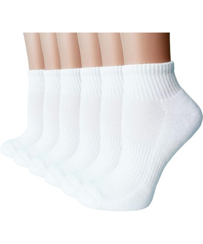 Women's Moisture Wicking Athletic Low Cut Ankle Cotton Socks Cushion or Non Cushion Comfortable 4/6/10 Pairs Cushion White 6 ...