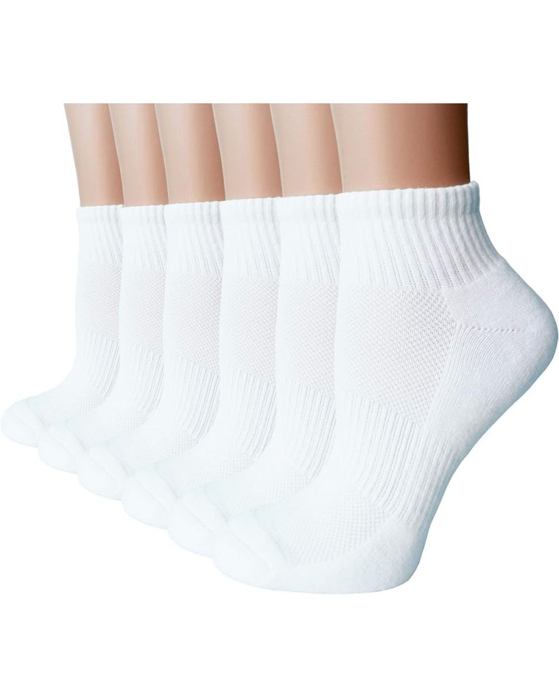 Women's Moisture Wicking Athletic Low Cut Ankle Cotton Socks Cushion or Non Cushion Comfortable 4/6/10 Pairs Cushion White 6 ...