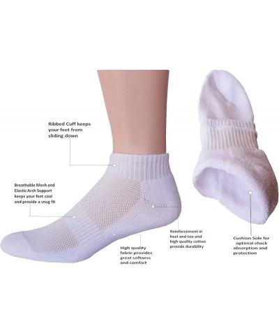 Women's Moisture Wicking Athletic Low Cut Ankle Cotton Socks Cushion or Non Cushion Comfortable 4/6/10 Pairs Cushion White 6 ...