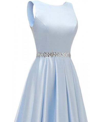 Satin Prom Dresses Long for Women A-Line Beaded Belt Formal Evening Party Ball Gowns with Pockets Lavender $37.60 Dresses