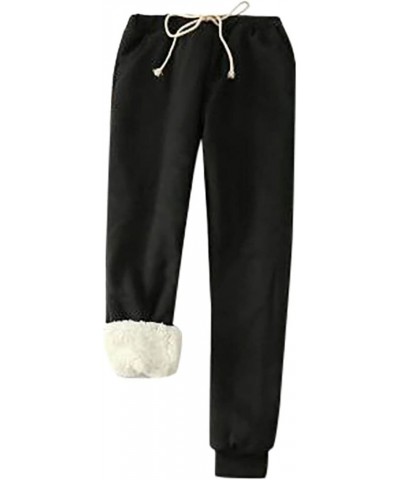 Fleece Lined Sweatpants Womens Winter Thermal Thicken Athletic Pants Drawstring Elastic Waisted Sherpa Jogger Pants 01 Black ...