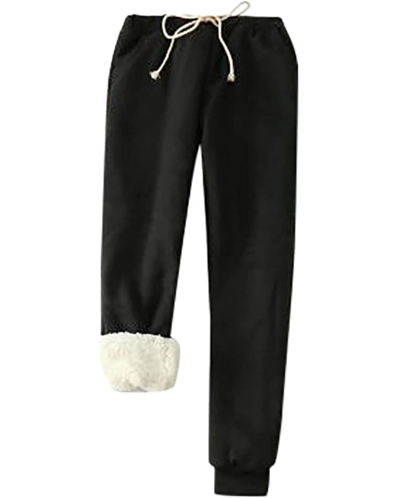 Fleece Lined Sweatpants Womens Winter Thermal Thicken Athletic Pants Drawstring Elastic Waisted Sherpa Jogger Pants 01 Black ...