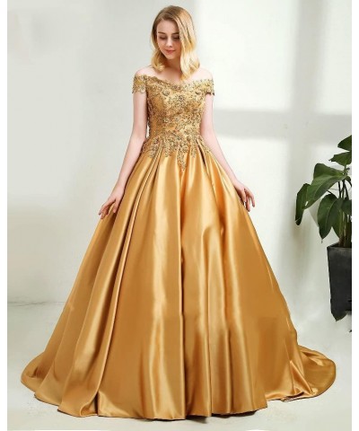 Zhangy Puffy Long Off The Shoulder Quinceanera Dresses Ball Gowns Satin Lace Sweetheart Prom Dresses 2022 for Women CXL014 Ch...