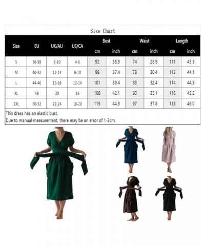 Women's V-Neck Short Sleeve High Waist wrap Dress Summer Dress for Women with Pockets S-2XL Black $26.99 Dresses