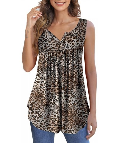 Womens Plus Size Tunic Tops Sleeveless Summer Printed Flowy Blouses with Buttons Shirts Leopard Print 2 $13.19 Tanks