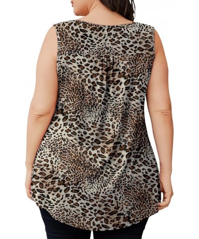 Womens Plus Size Tunic Tops Sleeveless Summer Printed Flowy Blouses with Buttons Shirts Leopard Print 2 $13.19 Tanks