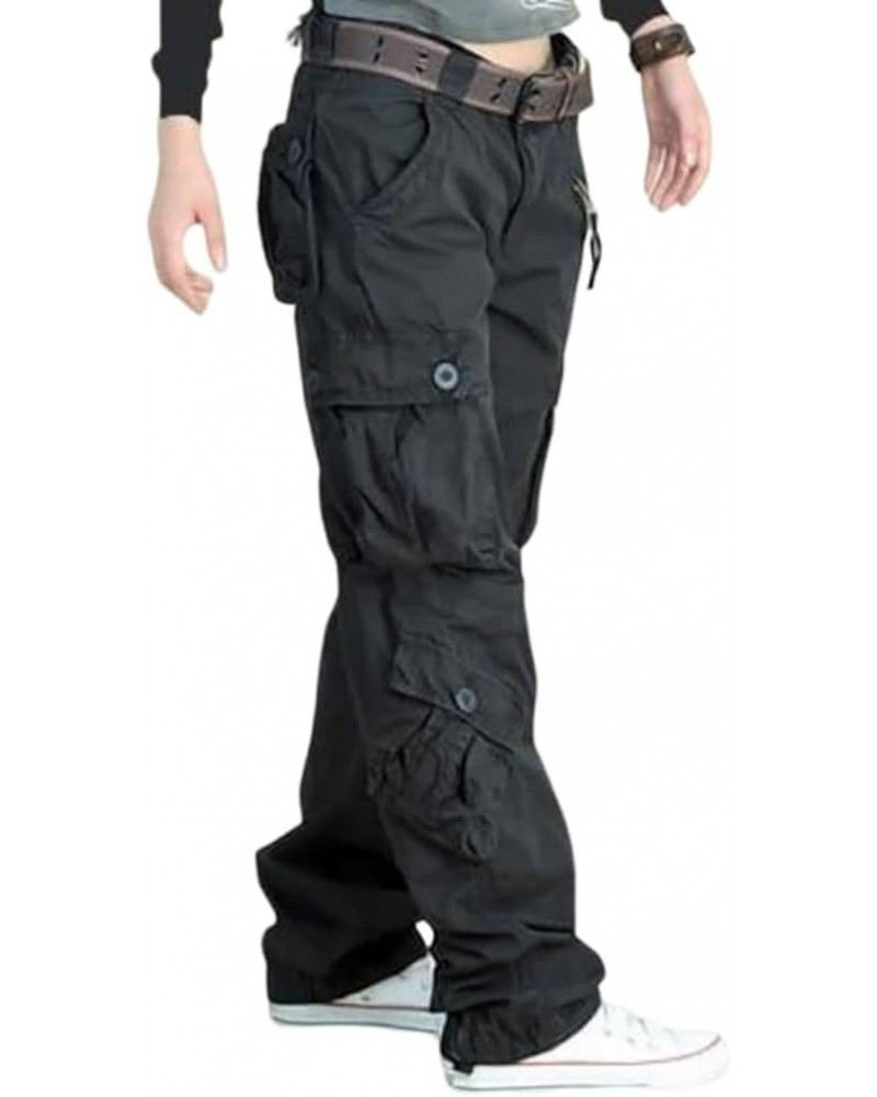 Womens Cargo Pants Cotton Military Pants Outdoor Combat Work Casual Pants with Pockets(L) Black $14.71 Pants