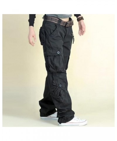 Womens Cargo Pants Cotton Military Pants Outdoor Combat Work Casual Pants with Pockets(L) Black $14.71 Pants