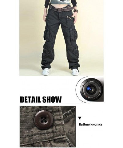 Womens Cargo Pants Cotton Military Pants Outdoor Combat Work Casual Pants with Pockets(L) Black $14.71 Pants