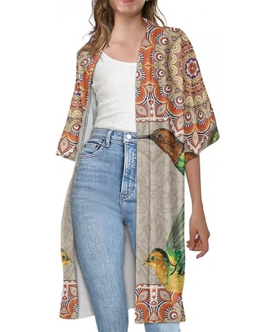 Women's Kimono Cardigan Swimsuit Cover Up Summer Outfits Size S-4XL Boho Hummingbird $12.76 Swimsuits