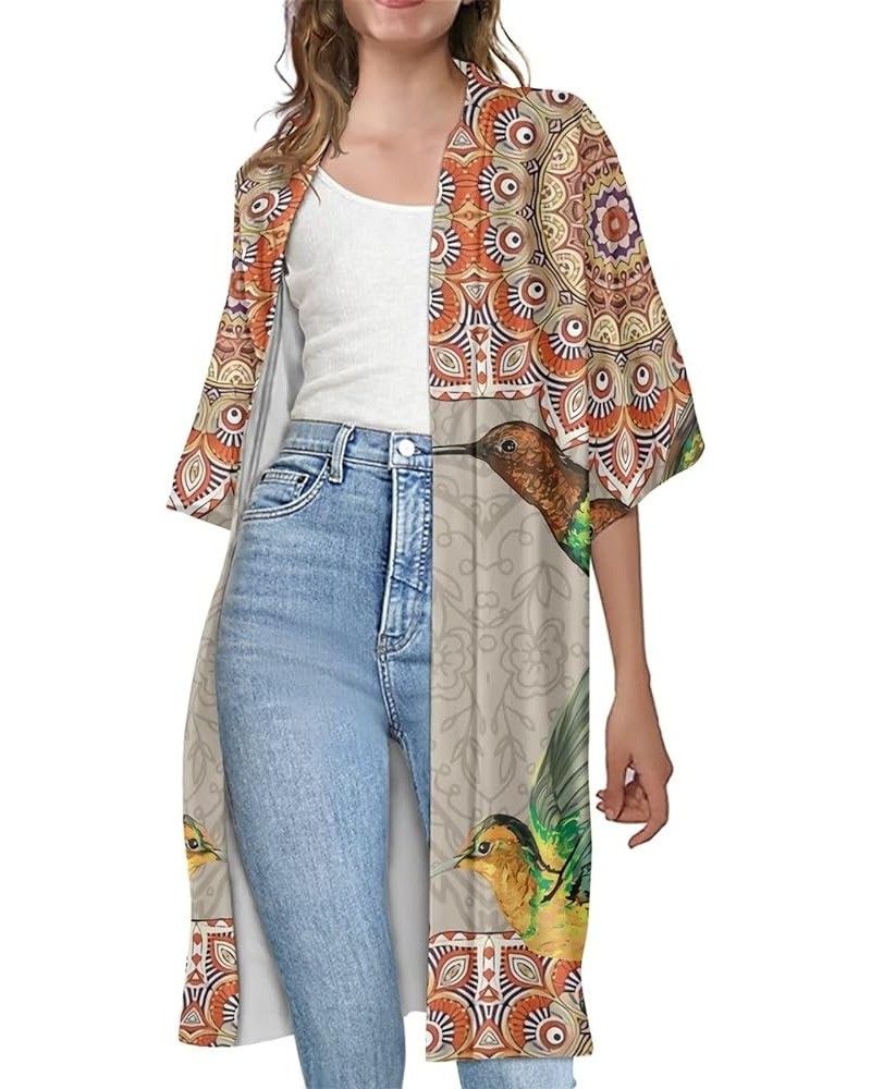 Women's Kimono Cardigan Swimsuit Cover Up Summer Outfits Size S-4XL Boho Hummingbird $12.76 Swimsuits