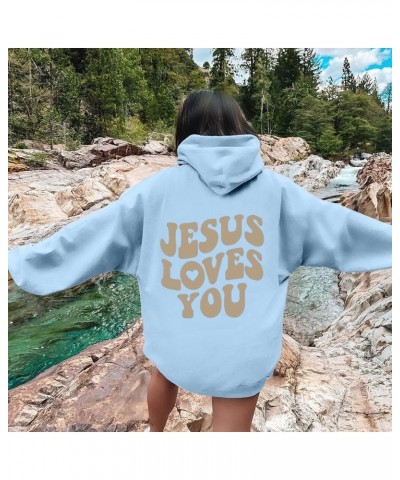 Cute Womens Hoodies Jesus Quotes Long Sleeved Letter Print Pullover Tops Fashion Casual Lightweight Sports Hooded Sweatshirt ...