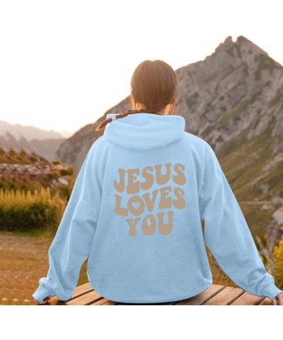 Cute Womens Hoodies Jesus Quotes Long Sleeved Letter Print Pullover Tops Fashion Casual Lightweight Sports Hooded Sweatshirt ...