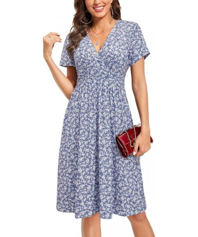 Women's Short Sleeve V Neck Wrap Dress Summer Casual Floral Sundress with Pockets Floral22-short Sleeve $18.87 Dresses