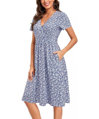 Women's Short Sleeve V Neck Wrap Dress Summer Casual Floral Sundress with Pockets Floral22-short Sleeve $18.87 Dresses