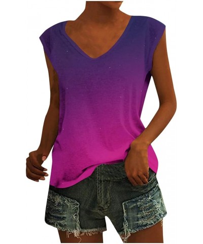 Womens Tank Tops Loose Fit V-Neck T-Shirt Fashion Casual Sleeveless Vest Solid Loose Blouse Pullover Tank Tops 05-hot Pink $9...