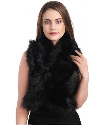 Women Winter Faux Fur Ornate Scarf Wrap Collar Shrug for Cocktail Reception Party Black Plus $14.83 Jackets