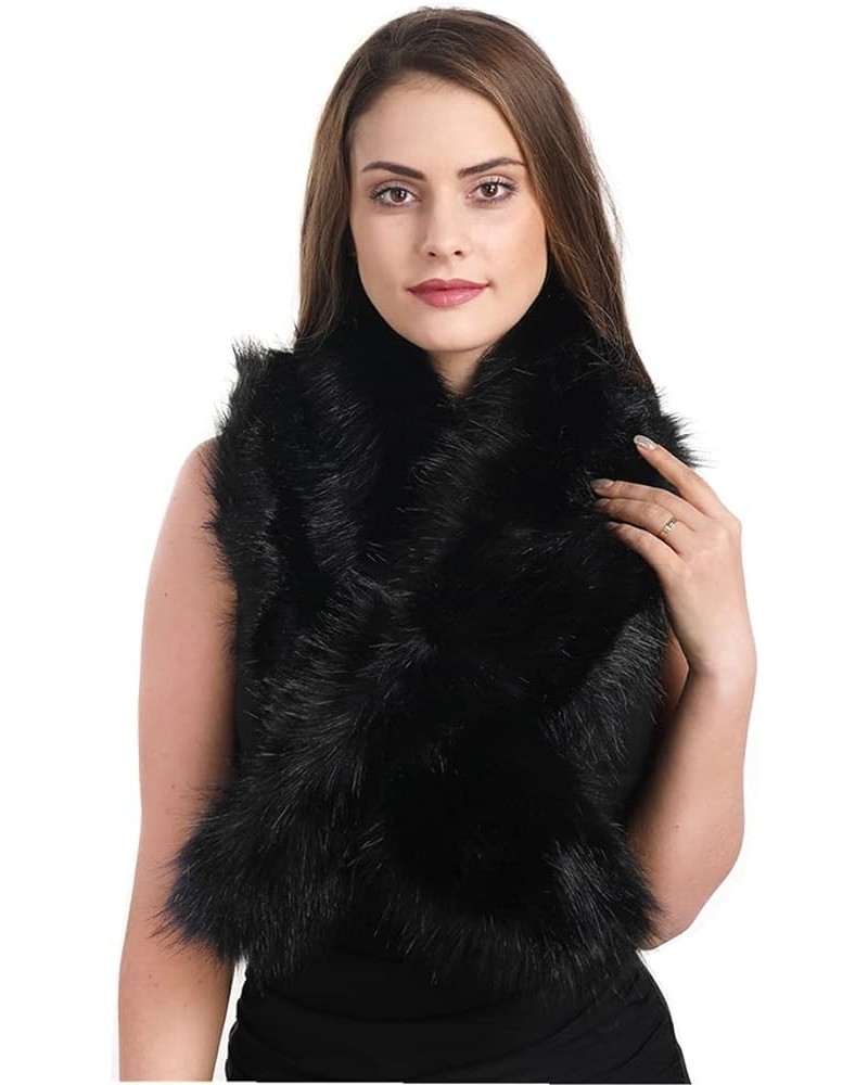 Women Winter Faux Fur Ornate Scarf Wrap Collar Shrug for Cocktail Reception Party Black Plus $14.83 Jackets