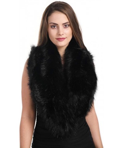 Women Winter Faux Fur Ornate Scarf Wrap Collar Shrug for Cocktail Reception Party Black Plus $14.83 Jackets