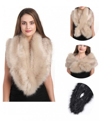 Women Winter Faux Fur Ornate Scarf Wrap Collar Shrug for Cocktail Reception Party Black Plus $14.83 Jackets