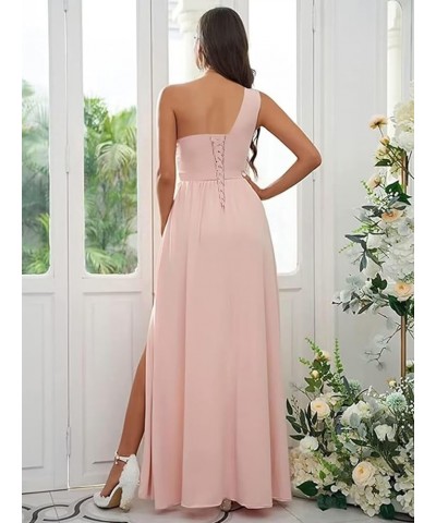 Women's One Shoulder Bridesmaid Dresses Long A Line Ruched Chiffon Formal Dress with Slit TS001 Burnt Orange $30.77 Dresses